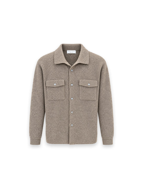 Knit Overshirt mit Brusttaschen – Camicia Taupe