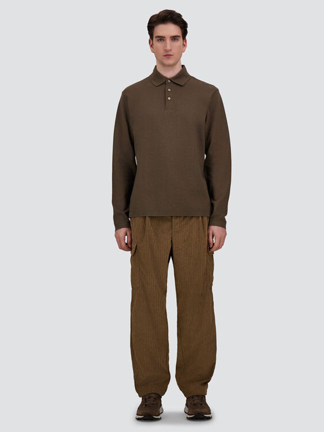 Poloshirt mit Knopfleiste und Langarm