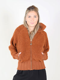 Boucle Zipped –Jacke in Bouclé-Optik