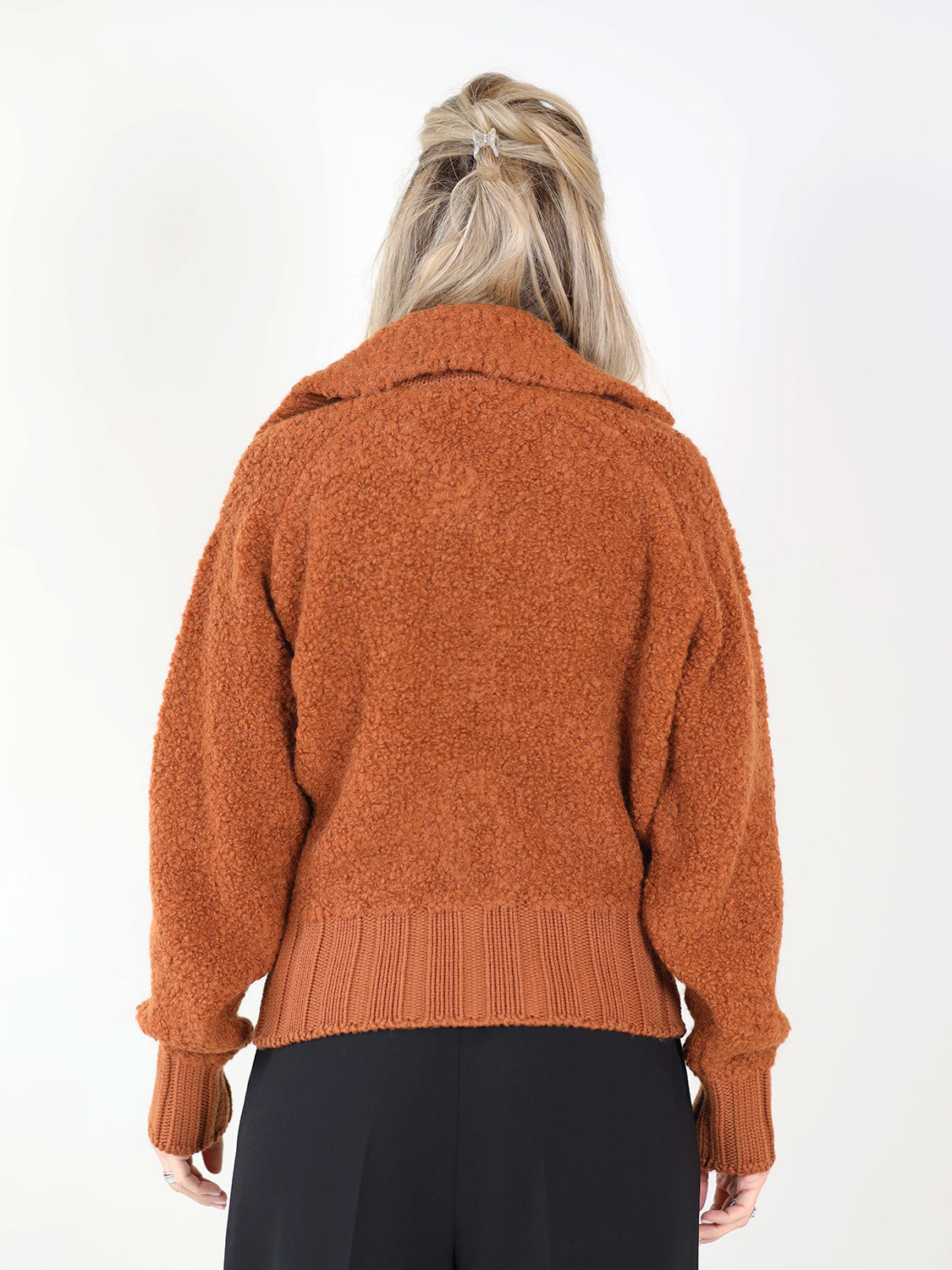 Boucle Zipped –Jacke in Bouclé-Optik