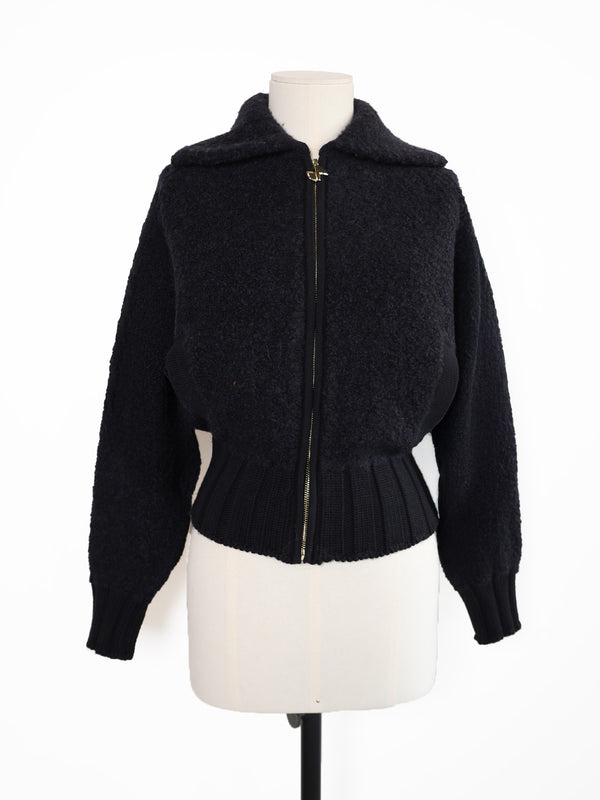 Boucle Zipped –Jacke in Bouclé-Optik