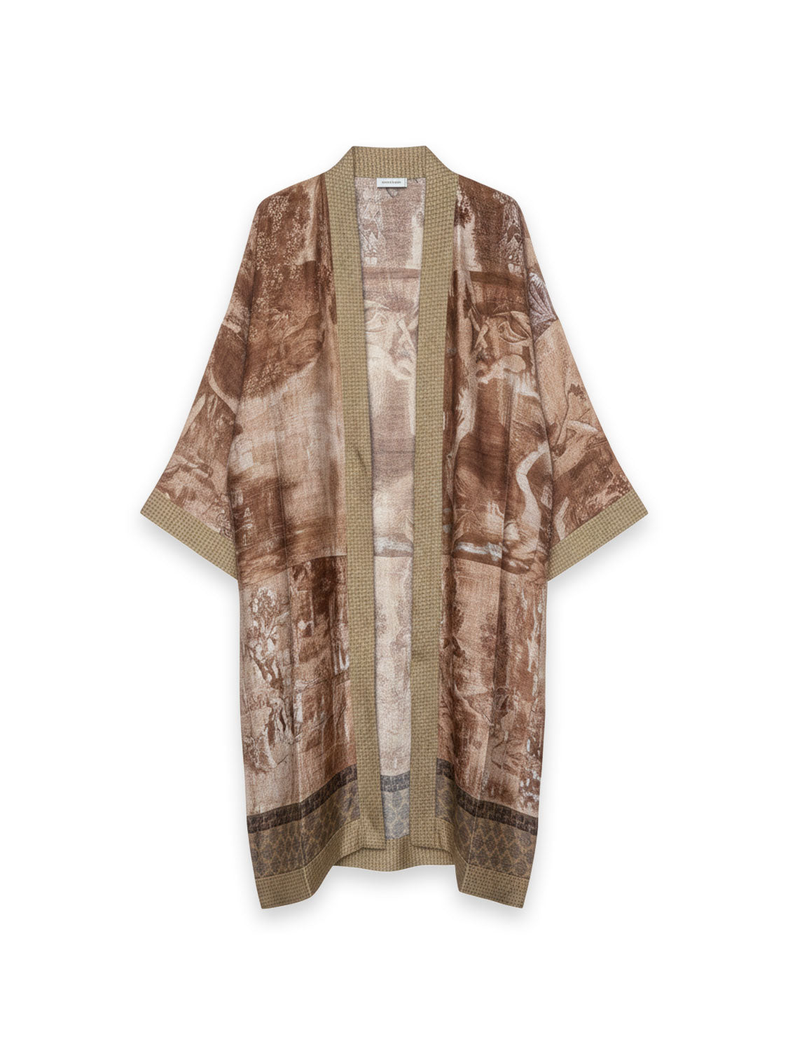 Aloe - Seiden-Kimono mit kunstvollem Print