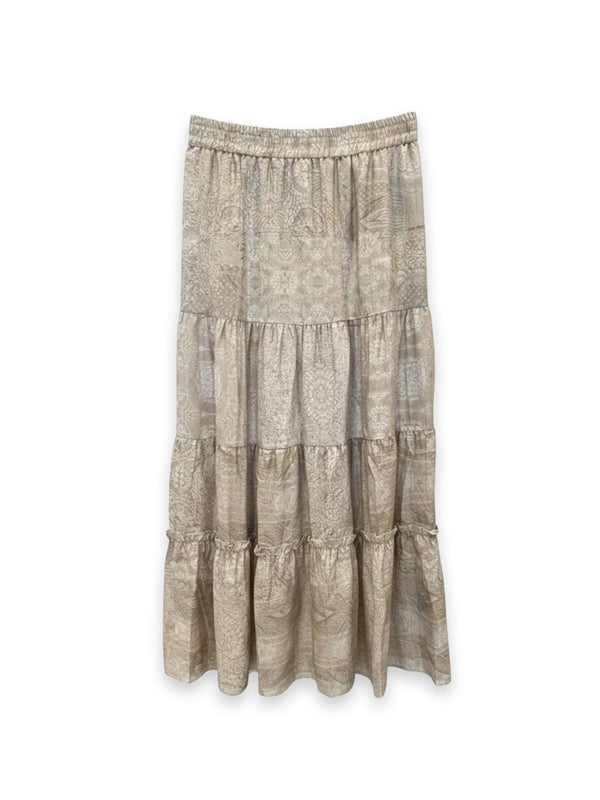 Aloe - long silk skirt with tiered design