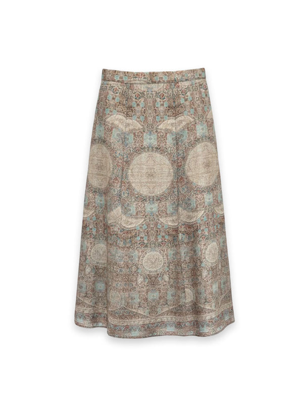 Aloe - Silk skirt with all-over print