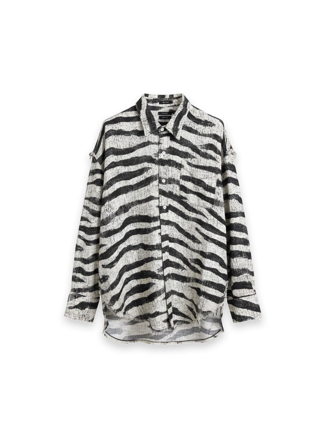 Shredded Seam Zebra Bluse