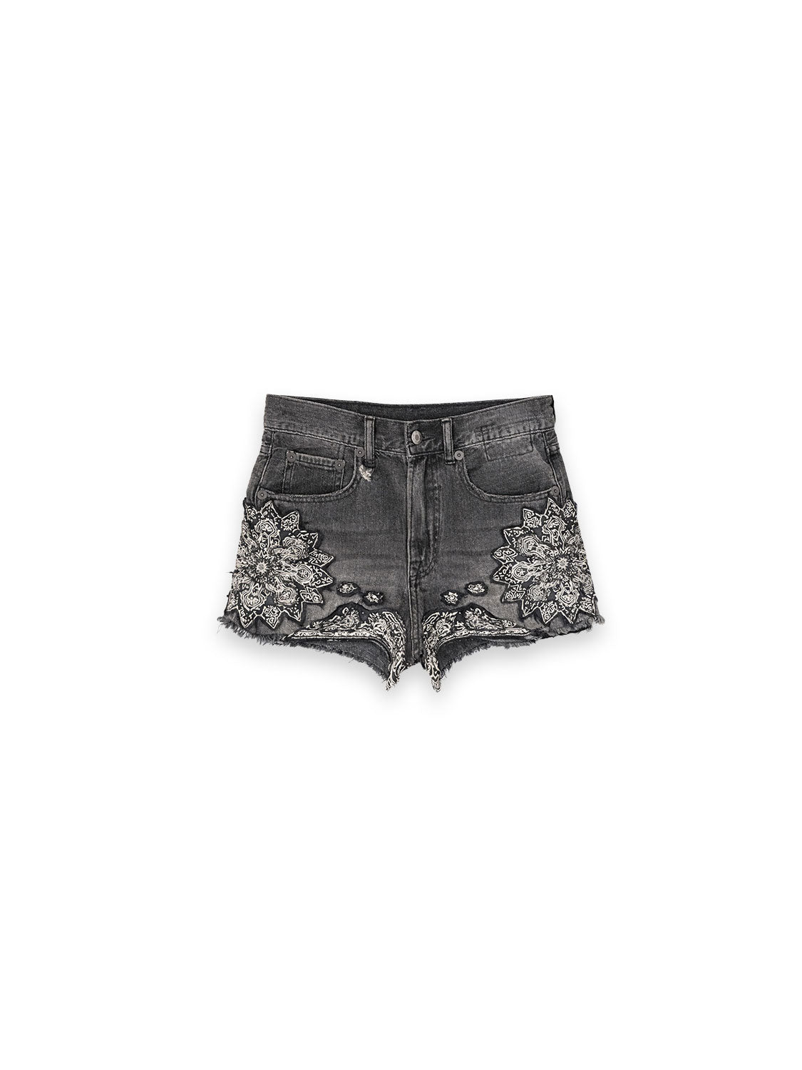 Jeansshorts mit kunstvollen Paisley Applikationen aus Baumwoll Denim