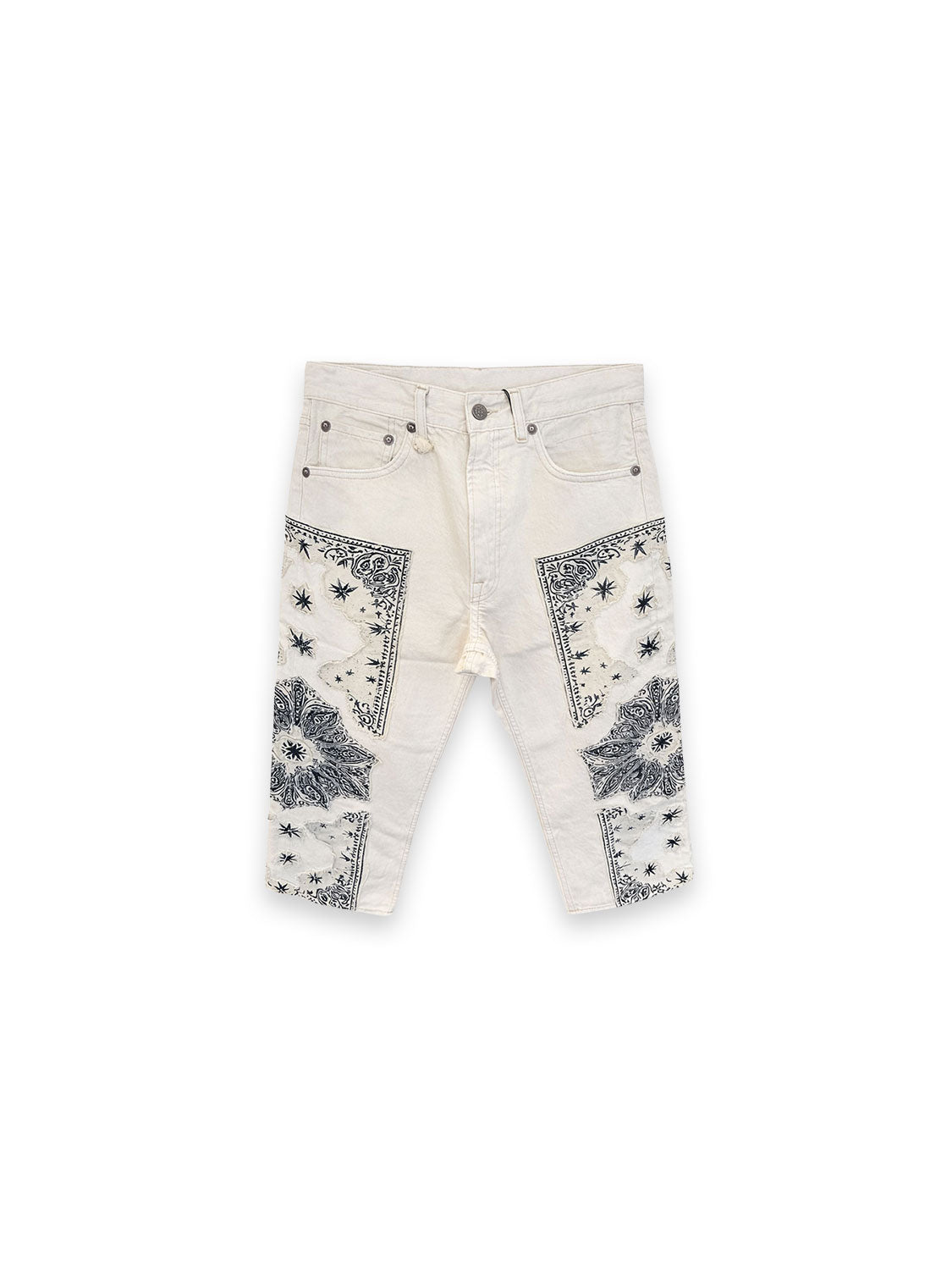 X-BF Offwhite – Denim Shorts mit Bandana-Print