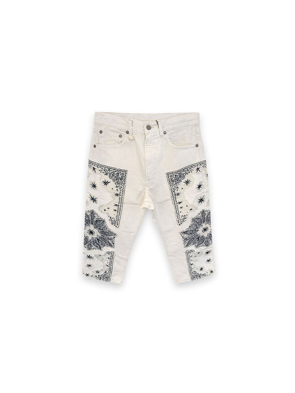 X-BF Offwhite – Denim Shorts mit Bandana-Print