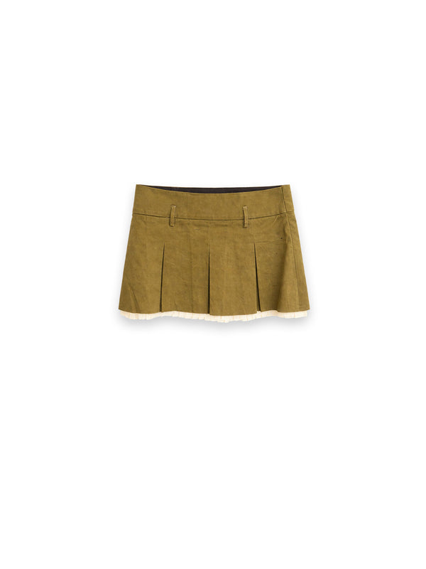 Pleated Mini Skirt – Baumwolle mit Fransenabschluss