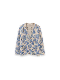 Printed Strickjacke – Floraler Feinstrick mit Used-Details