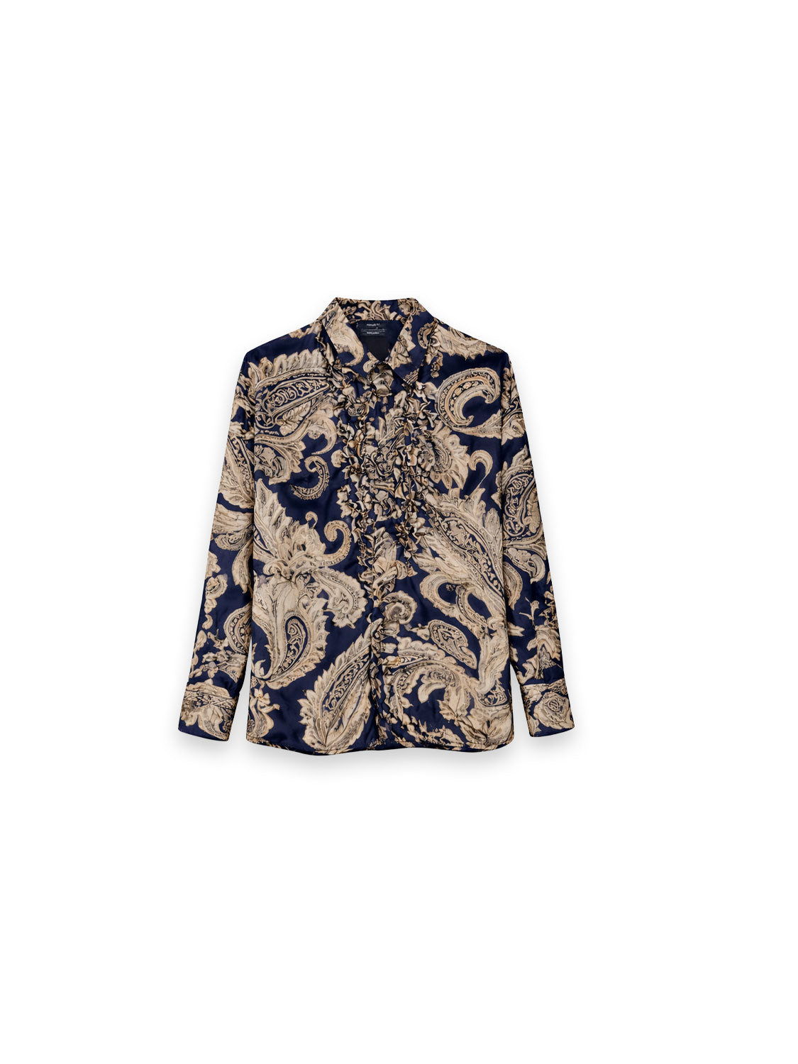 Bluse Shredded Paisley Ruffle Detail