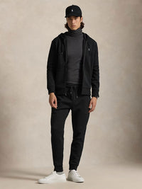 Hooded zip-up sweatshirt with logo