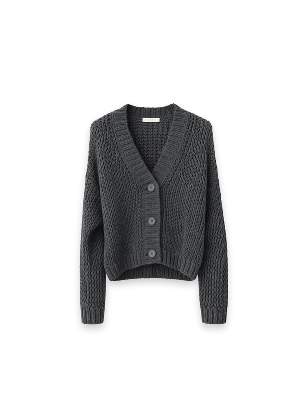 Strickcardigan aus grobem Baumwollstrick