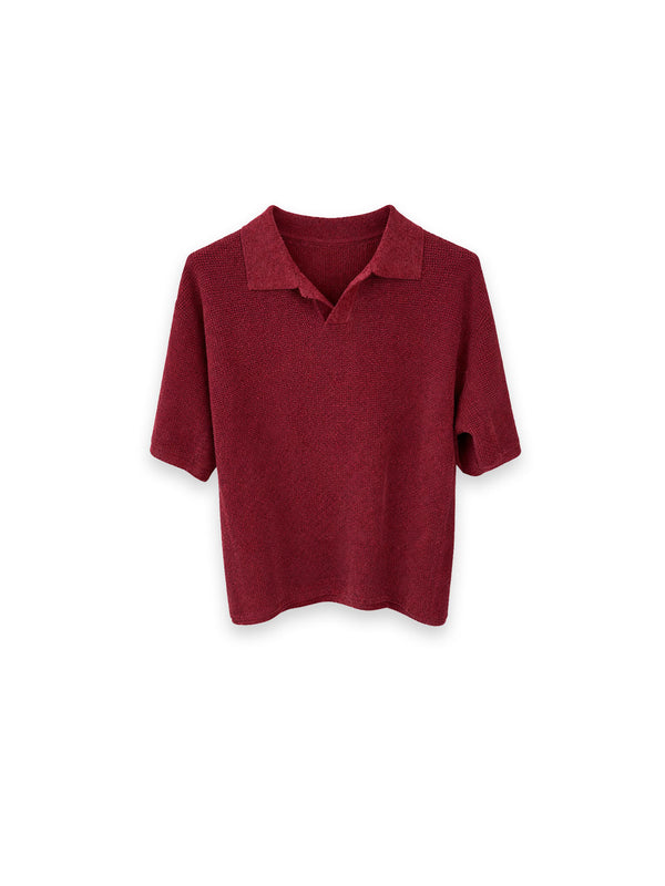 Polo Strickshirt aus feinem Strukturstrick