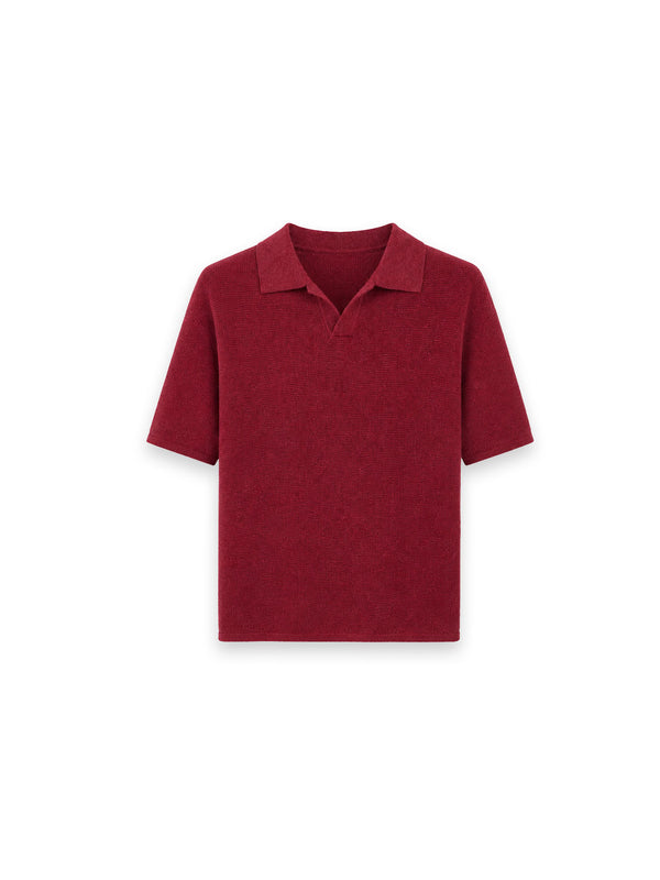 Polo Strickshirt aus feinem Strukturstrick