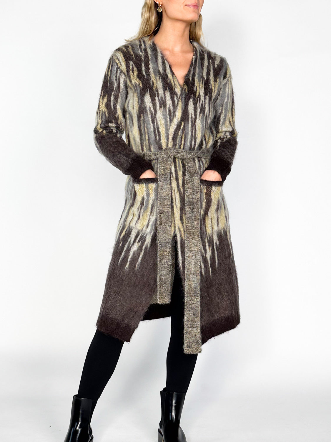 Girocollo ML Jacquard – Cardigan aus Woll-Mohair-Mix