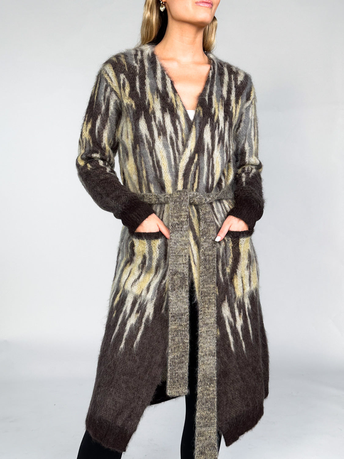 Girocollo ML Jacquard – Cardigan aus Woll-Mohair-Mix