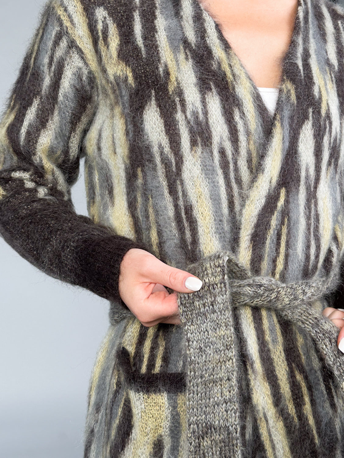 Girocollo ML Jacquard – Cardigan aus Woll-Mohair-Mix