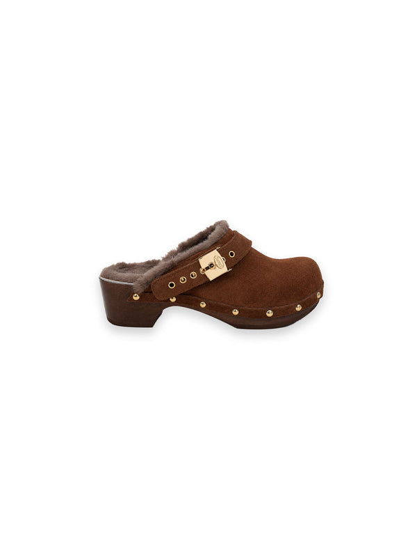 Pesucra Clogs – Fellleder mit goldenen Nieten