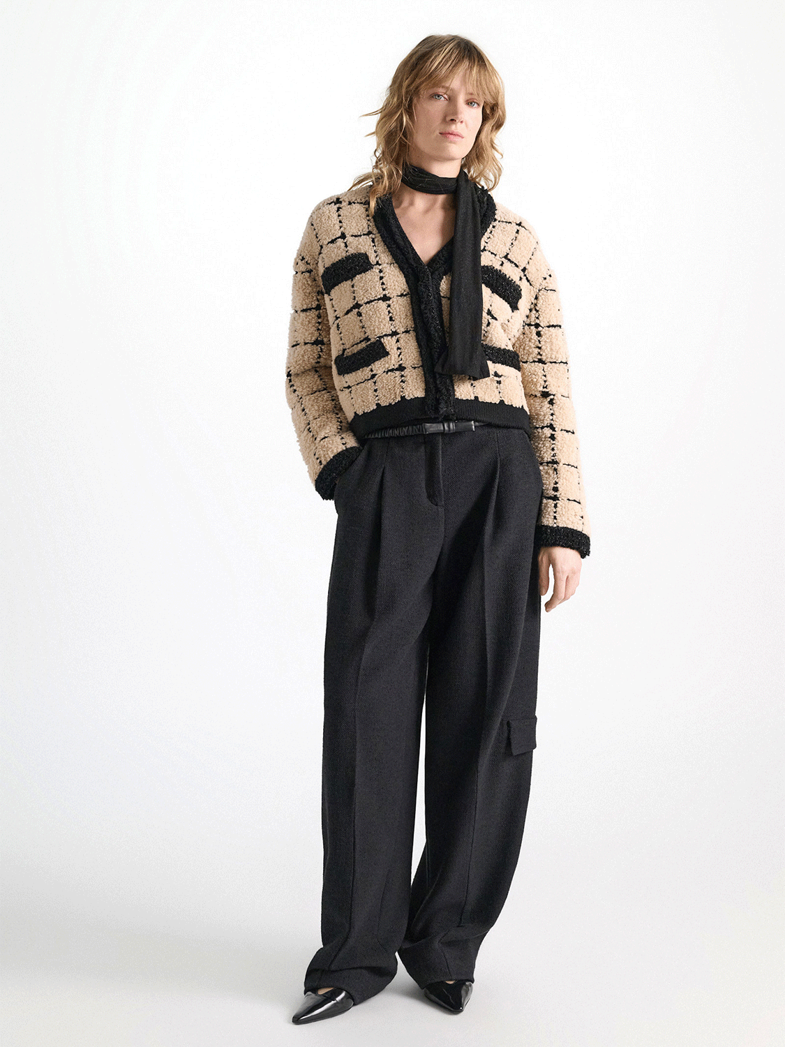 Modern Structure Bouclé-Hose im Barrel-Schnitt