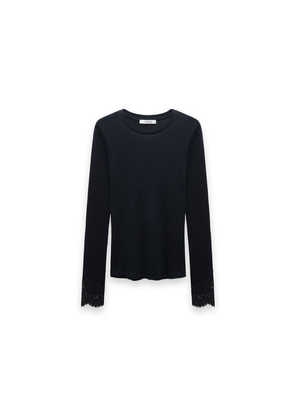 Pure Pullover – Elegante Spitzenbündchen