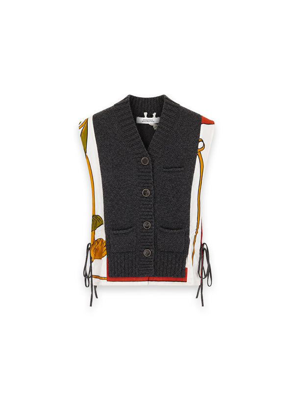Foulard Weste mit gemusterten Seideneinsätzen
