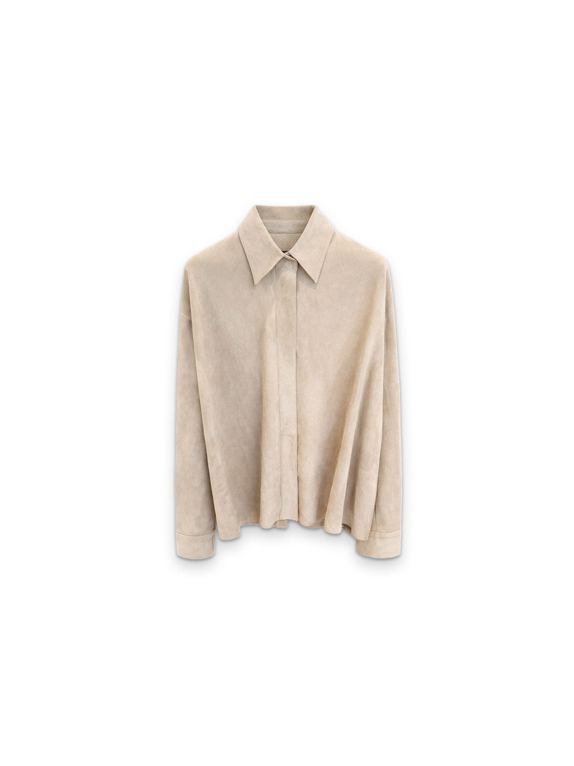 Simone Velourslederhemd mit verdeckter Knopfleiste