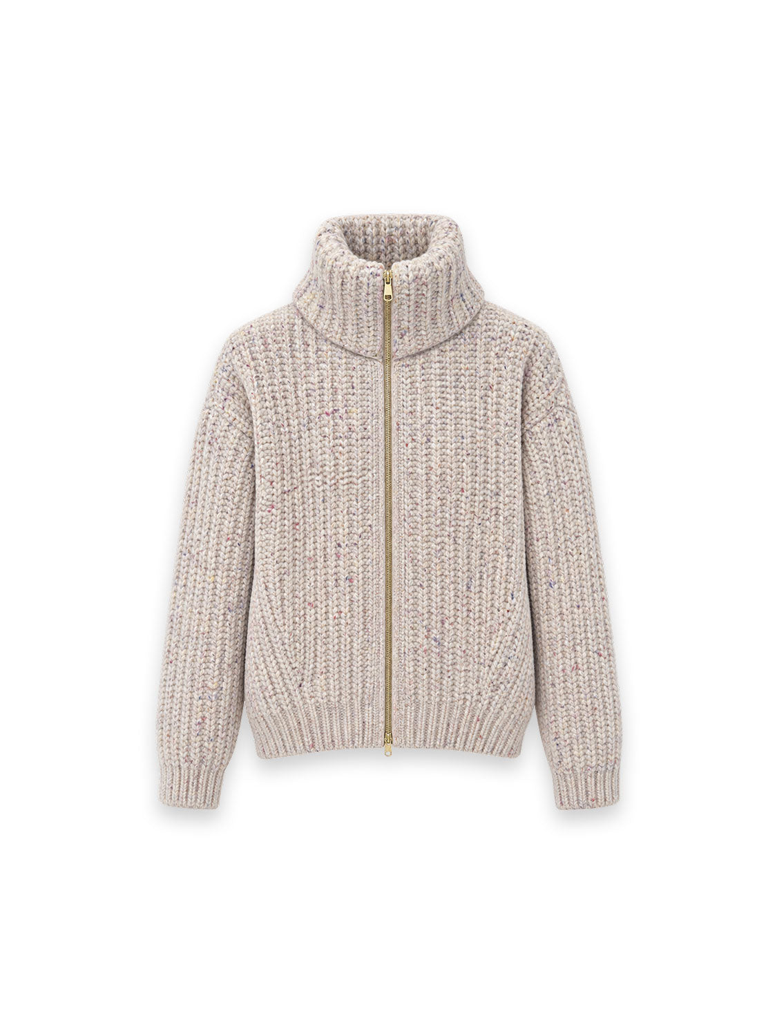 Strick-Cardigan mit Stehkragen in Rosé-Cremeton