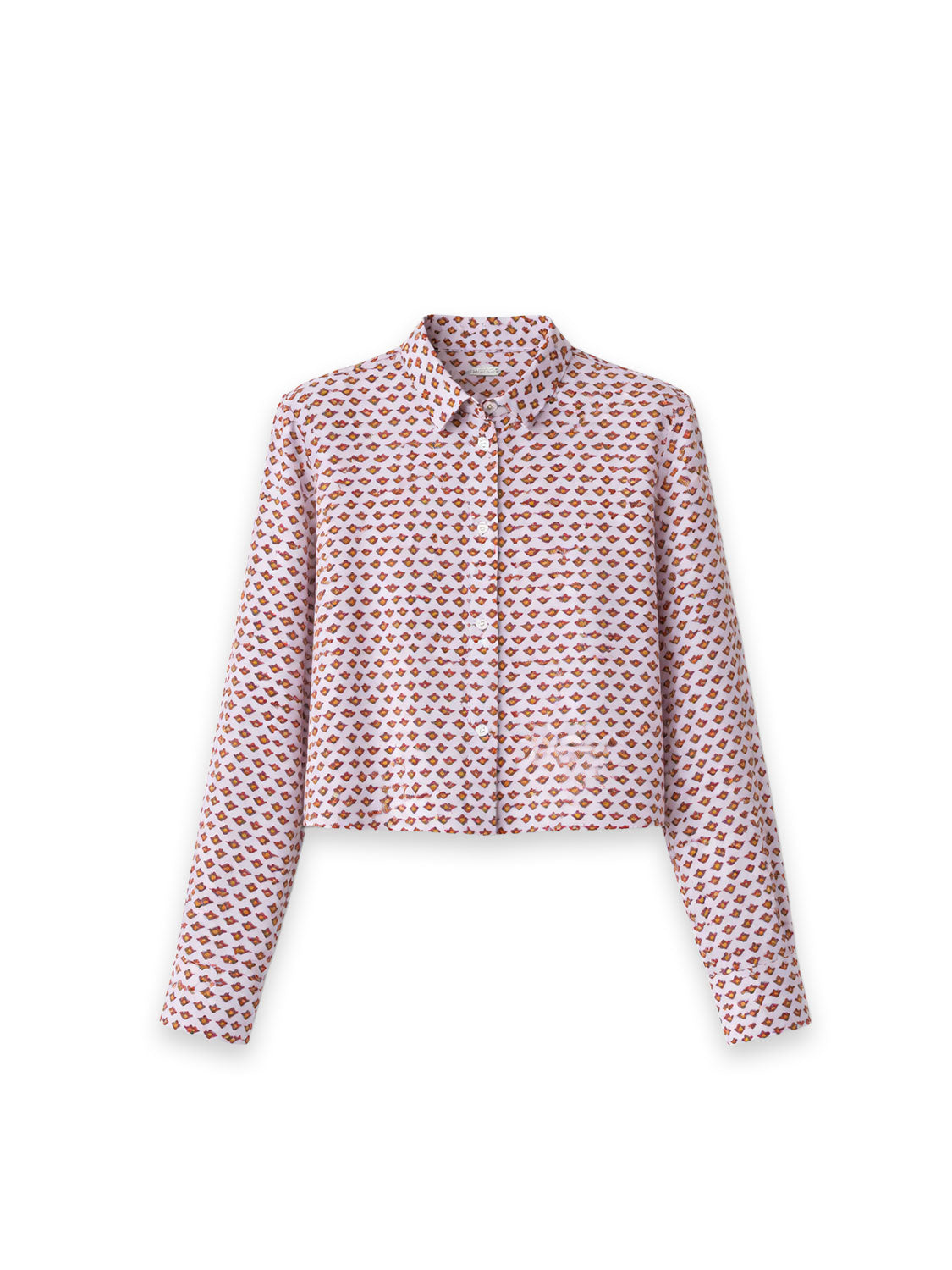 Cropped Print Blouse – Retro Hearts