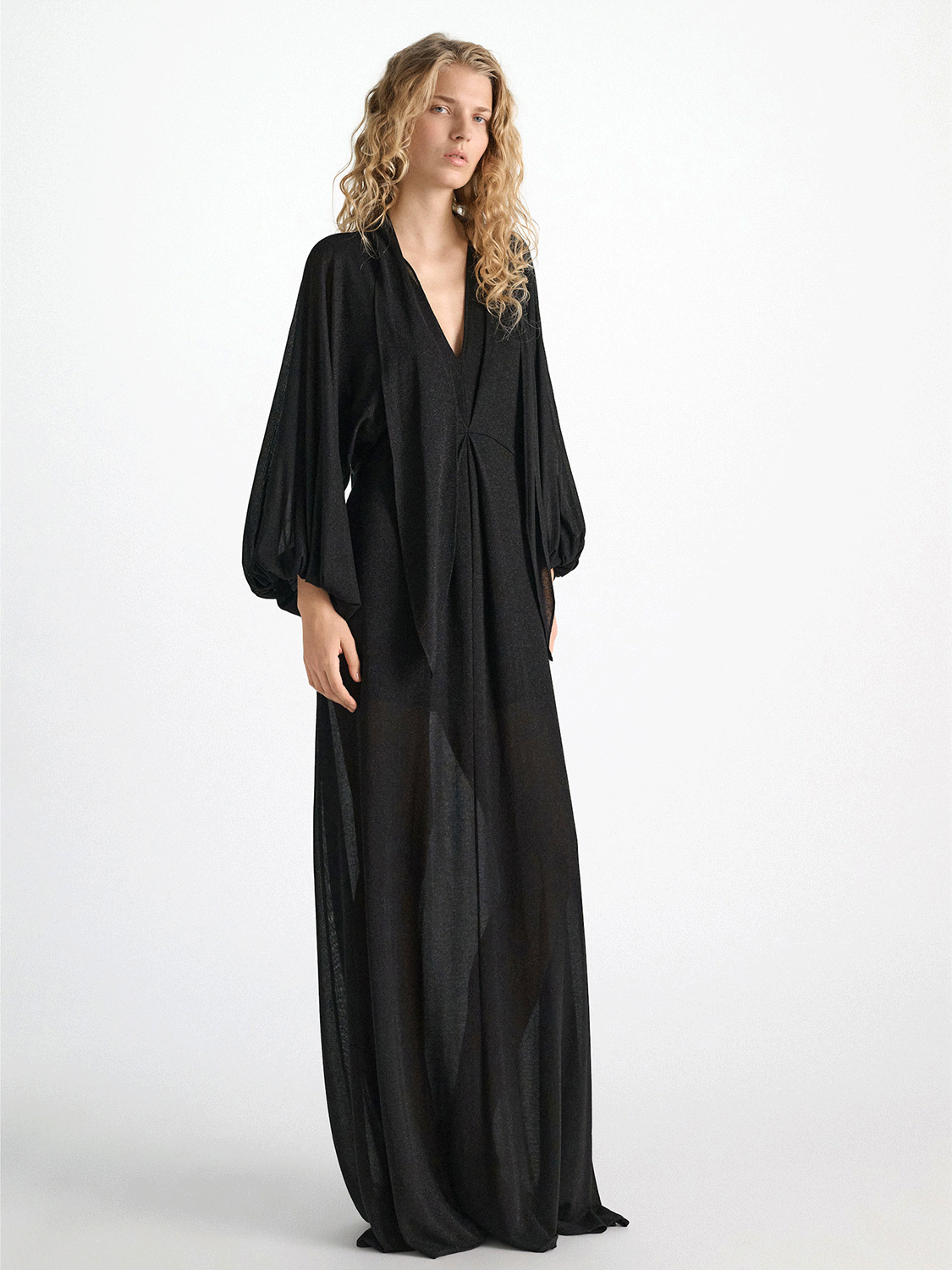 Soft Shimmer Maxikleid mit Schaldetail