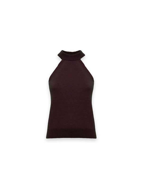 Sleeveless knitted Cashmere & Silk Top – Burgundy