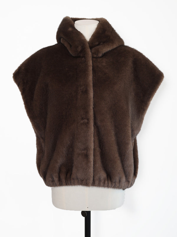 Olena Faux Mink – wendbare Weste in Fell- und Lederoptik 