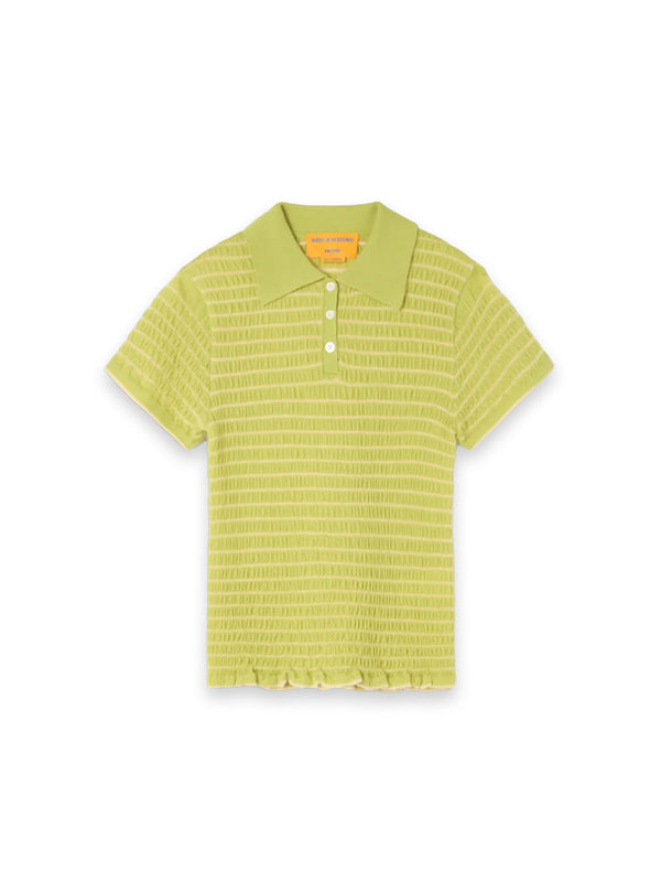 Smocked Polo T-Shirt mit Kragen