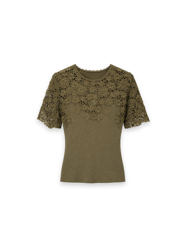 Clelia Top mit Spitzenblüten