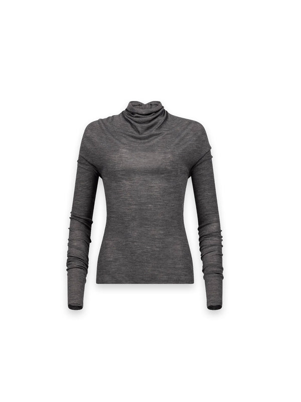 Draped Feinstrick-Rollkragenpullover
