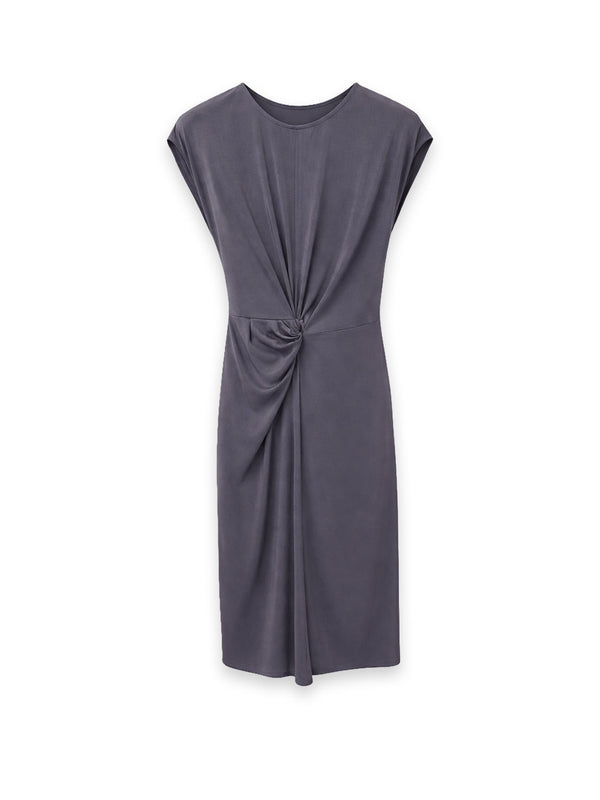 Twist Waist Draped Midi Dress