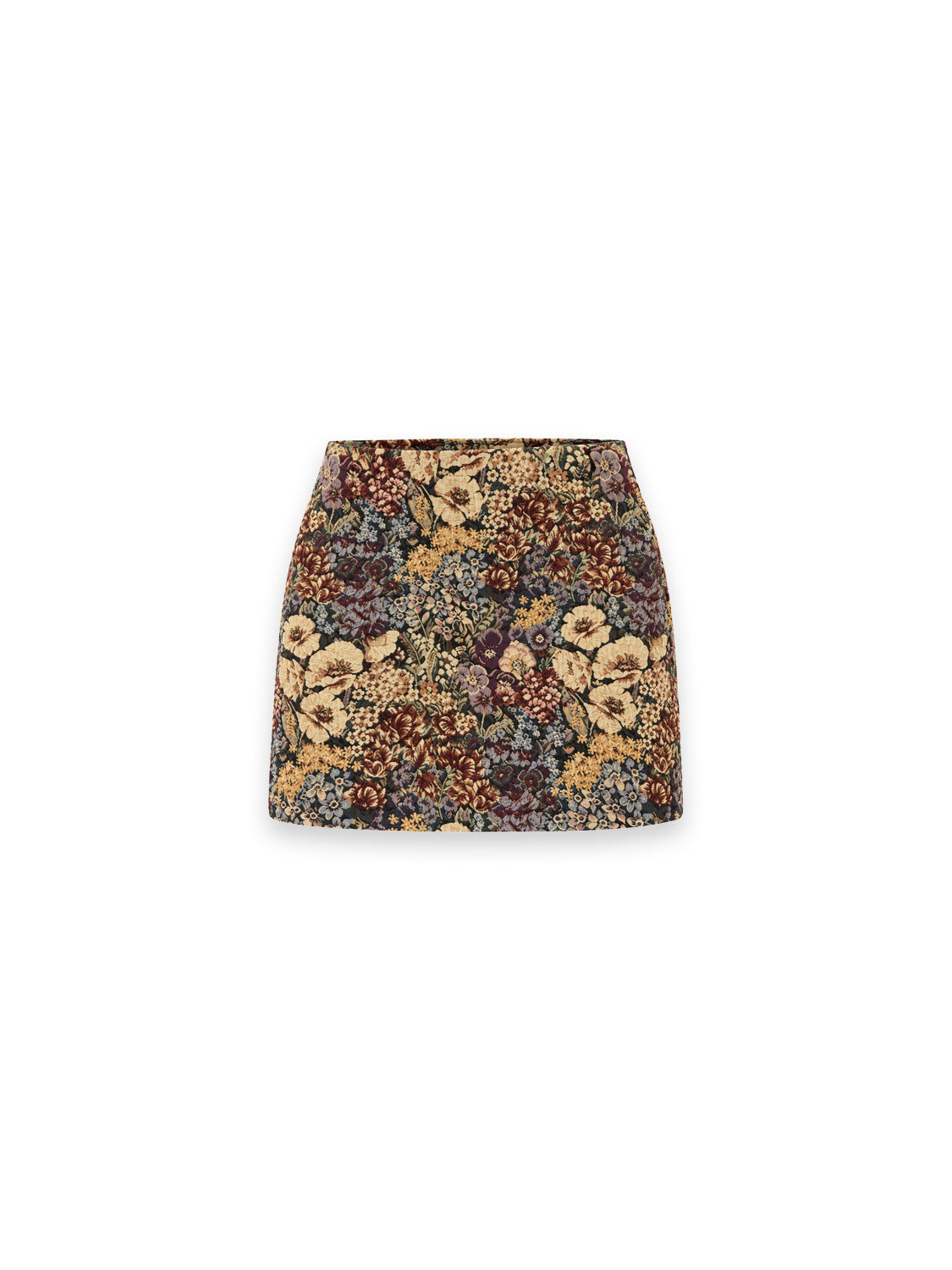 Ohemia Brokat-Minirock mit Blumenmuster – Multicolor A-Linie