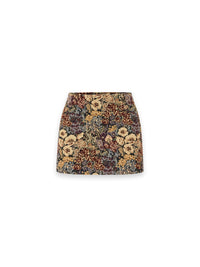 Ohemia Brokat-Minirock mit Blumenmuster – Multicolor A-Linie