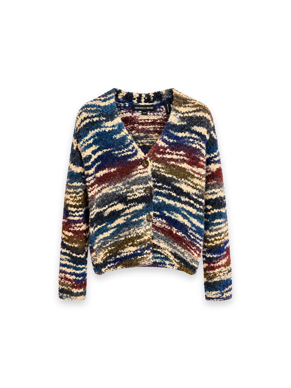 Monae-Mehrfarbiger Bouclé-Cardigan aus Wollmischung
