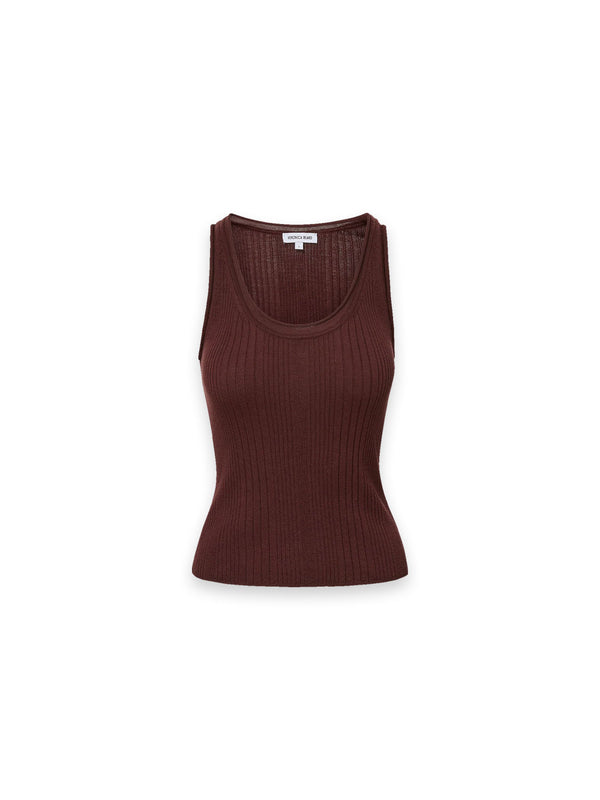 Birke Tanktop aus Merinowolle in Bordeaux – Ärmelloses Feinstricktop