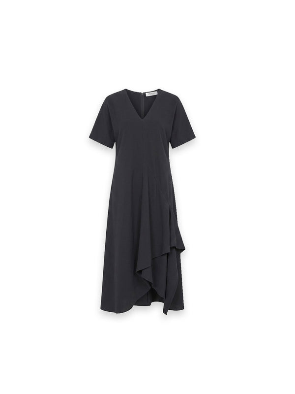 V-Neck Draped Kleid – Elegantes Kleid mit fließendem Drapé-Effekt