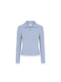 Full Zip Strickjacke – Gerippte Strickjacke mit elegantem Zipper