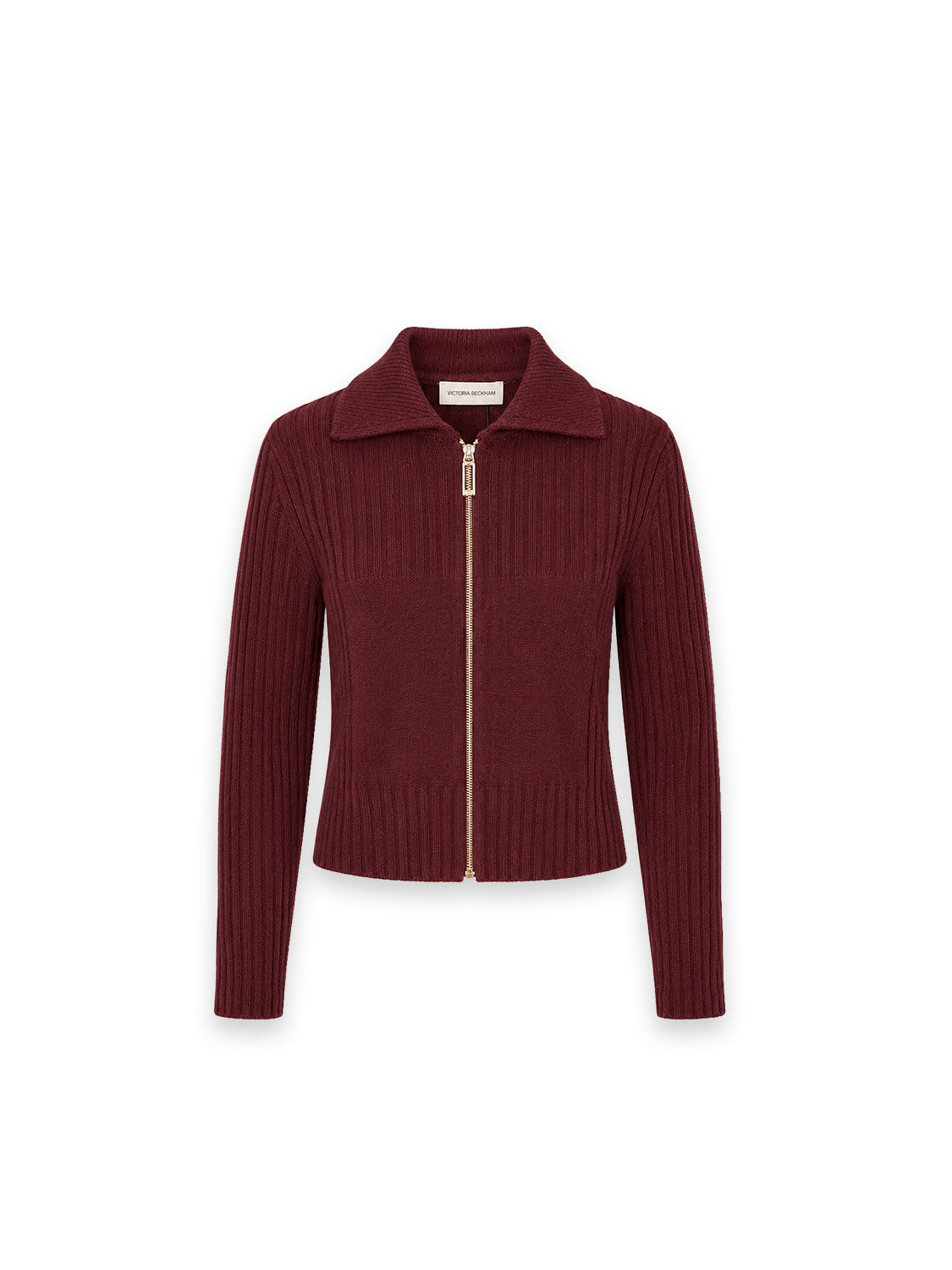 Full Zip Strickjacke – Gerippte Strickjacke mit elegantem Zipper