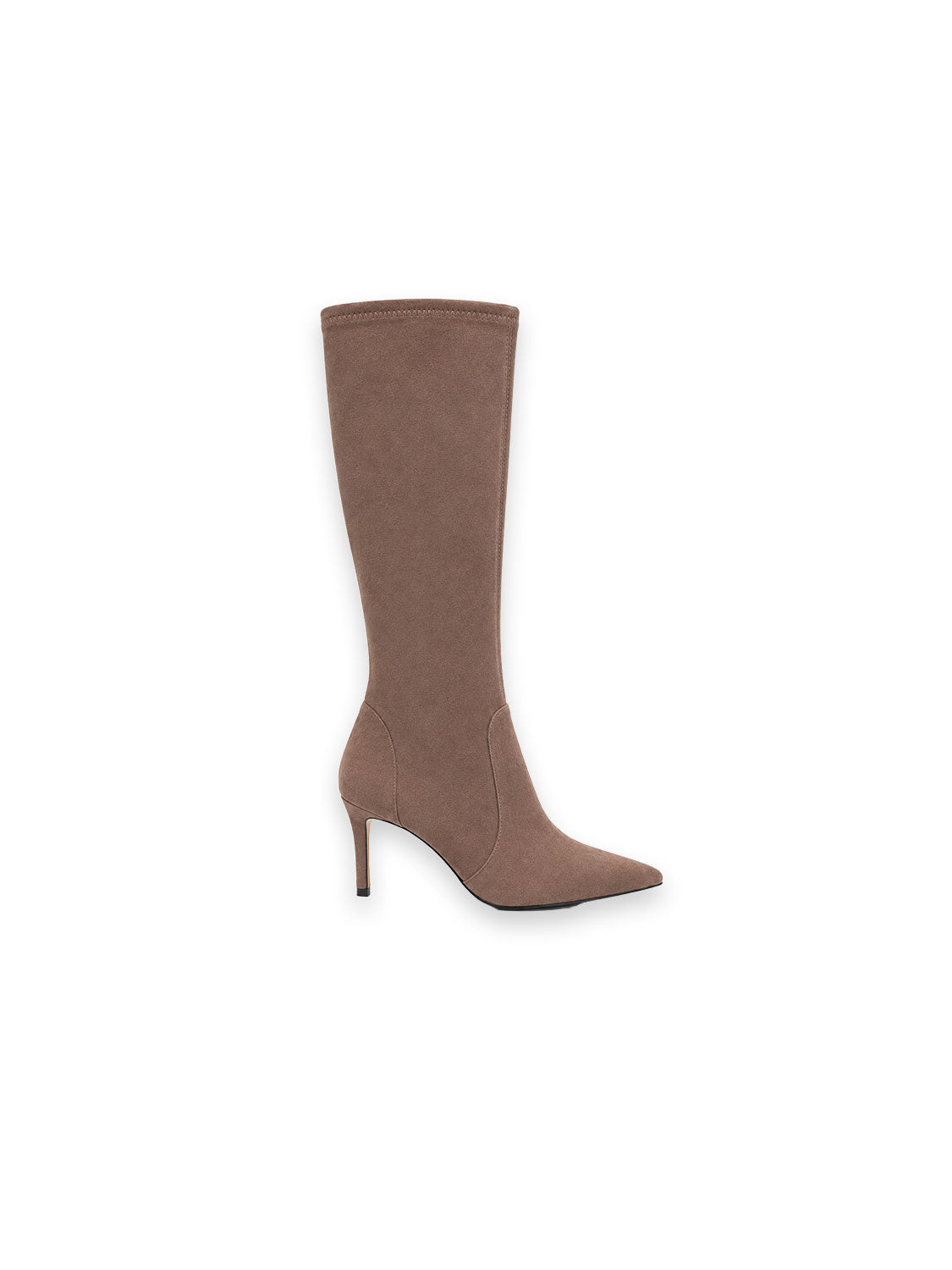 Kniehoher Stiefel aus Veloursleder mit spitzer Silhouette