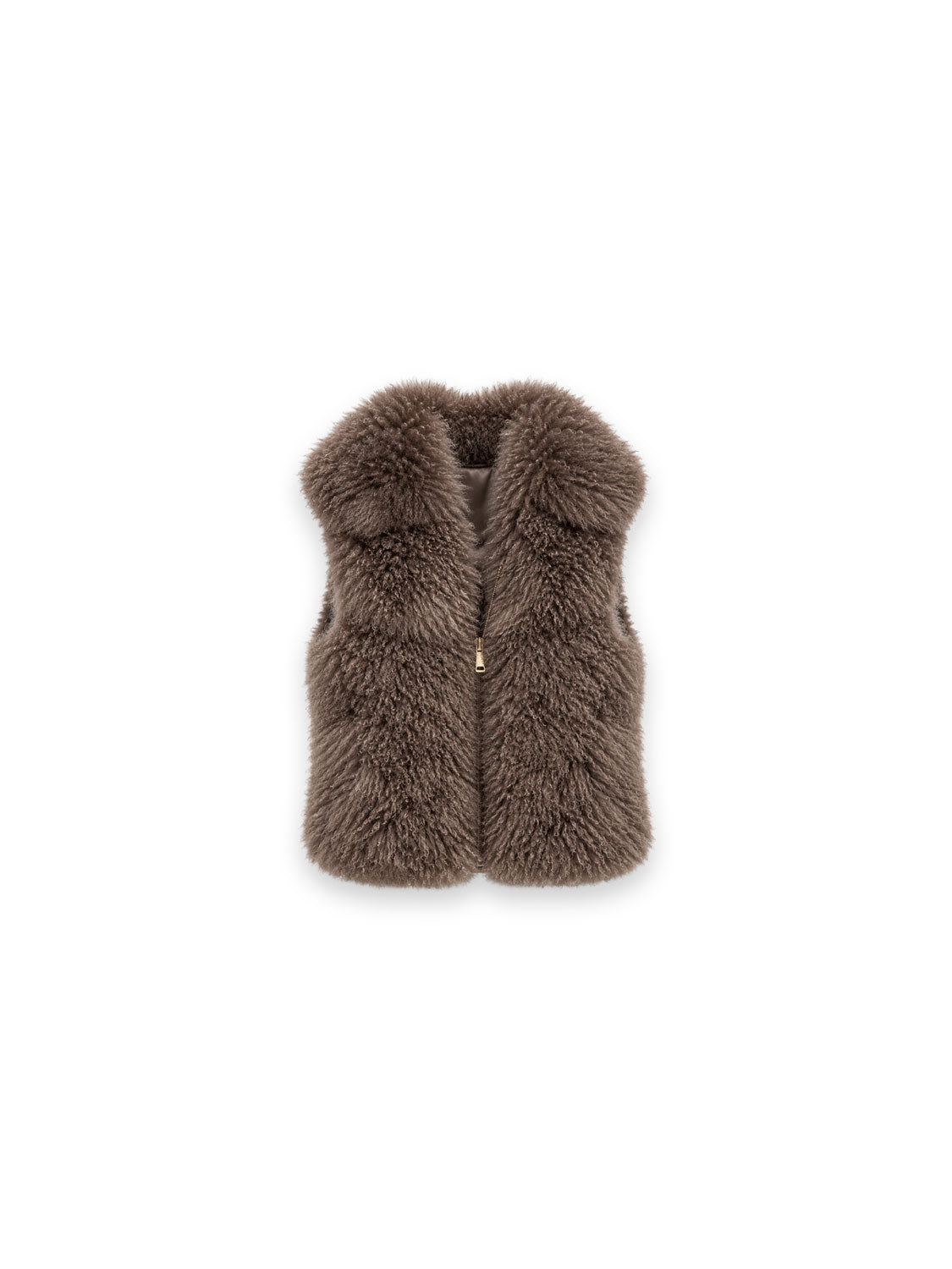 Fur vest with zipper
