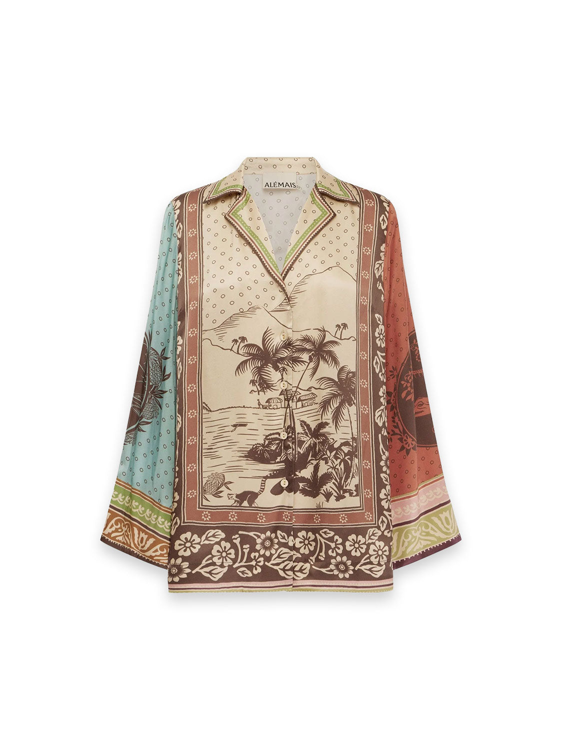 Palm Mirage - Seidenbluse