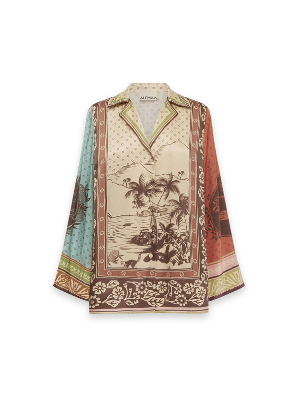 Palm Mirage - Seidenbluse