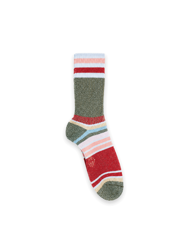 Paia –  Gestreifte Socken mit Lurex-Effekt