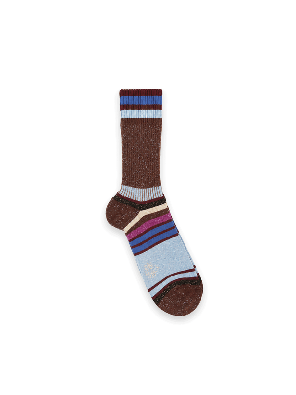 Paia –  Gestreifte Socken mit Lurex-Effekt