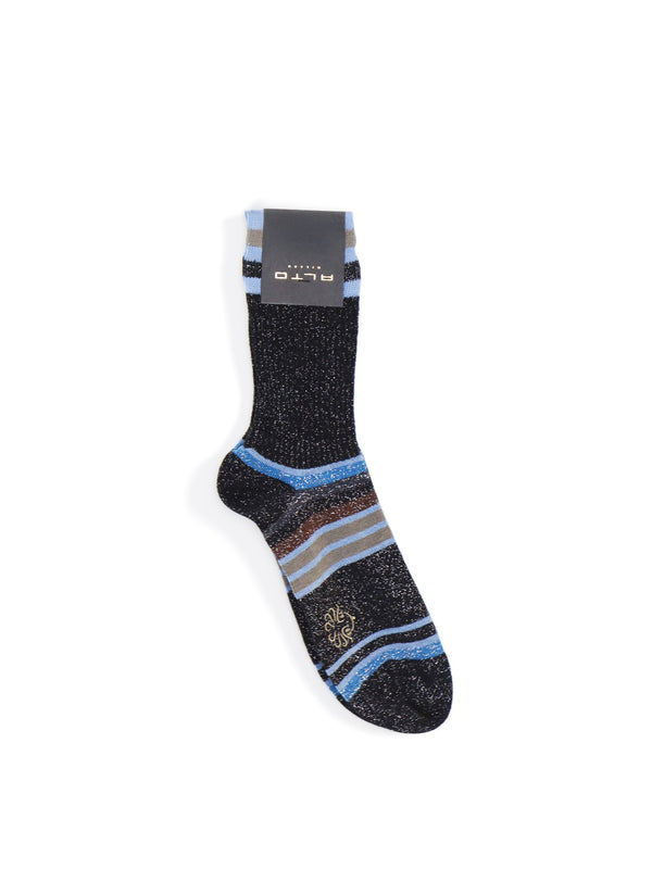 Paia –  Gestreifte Socken mit Lurex-Effekt